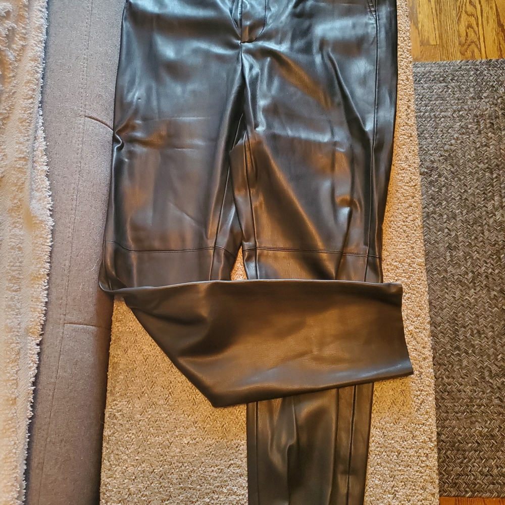 Zara Black Leather-Style Trousers